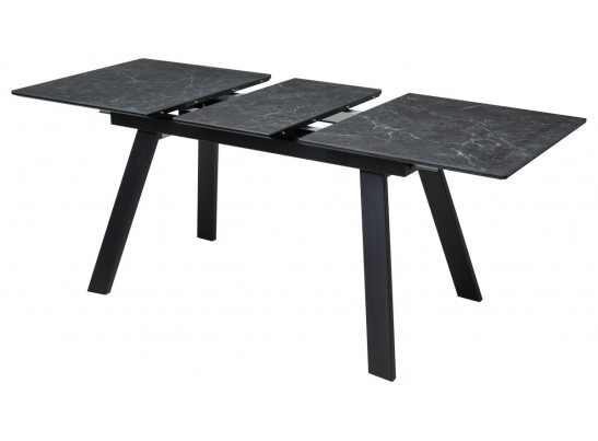 Стол Морис 140 Темно-серый мрамор матовый, керамика / черный каркас в Каменске-Уральском