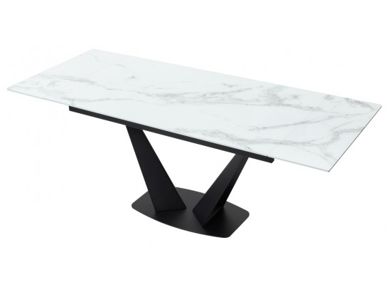 Стол Ниагара 160 Белый мрамор, стекло / черный каркас в Каменске-Уральском