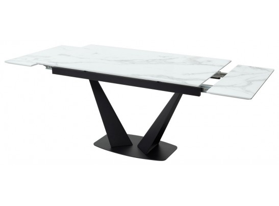 Стол Ниагара 160 Белый мрамор, стекло / черный каркас в Каменске-Уральском