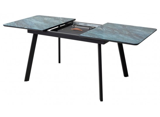 Стол АРУБА 140 АКВАМАРИН, стекло/ ЧЕРНЫЙ каркас в Каменске-Уральском