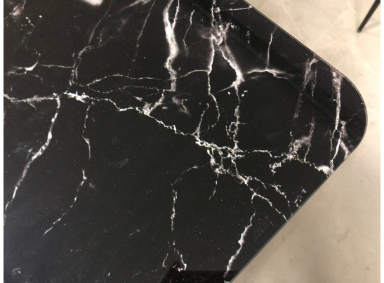 Стол АРУБА 140 ЧЕРНЫЙ МРАМОР, стекло / черный каркас в Каменске-Уральском