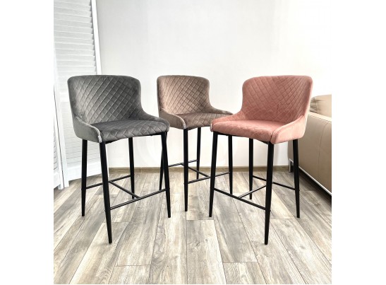 Полубарный стул ARTEMIS BLUVEL-52 PINK (H=65cm), велюр в Каменске-Уральском