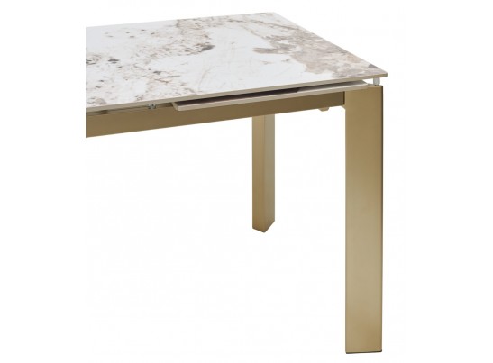 Стол CORNER 120 GLOSS LUXURY PANDORA SOLID CERAMIC / шампань, ®DISAUR