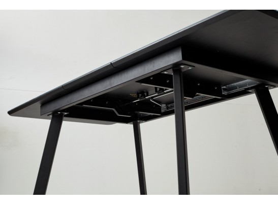 Стол АРУБА 140 АКВАМАРИН, стекло/ ЧЕРНЫЙ каркас в Каменске-Уральском