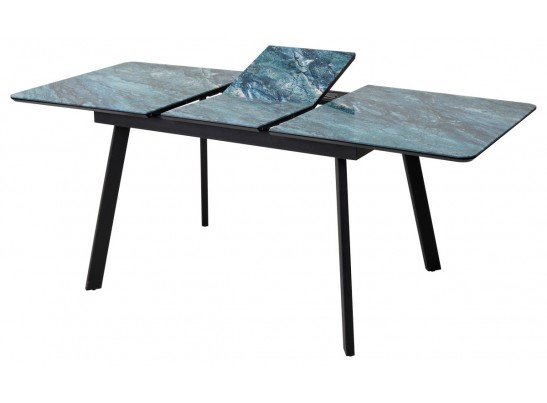 Стол АРУБА 140 АКВАМАРИН, стекло/ ЧЕРНЫЙ каркас в Каменске-Уральском