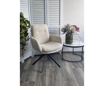 Стул ДАРЕМ (DAREM) Белый букле Davis now or never -03 / черный каркас, ®DISAUR