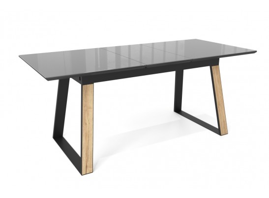 Стол Франк 160 Графит, стекло / Дуб Галифакс, черный в Каменске-Уральском