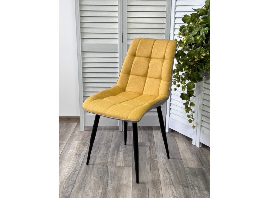 Стул CHIC VF-06/ VF-20 желтый/ серый, ткань/ черный каркас в Каменске-Уральском