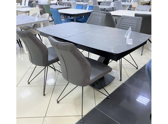 Стол ACUTO2 170 NERO KL-116 Черный мрамор матовый, итальянская керамика/ черный каркас в Каменске-Уральском