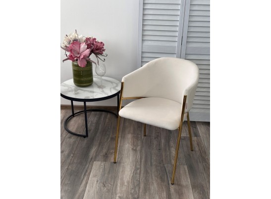 Стул DILL MOMO-01 молочный, велюр "беспальчиковый"/ золотой каркас в Каменске-Уральском