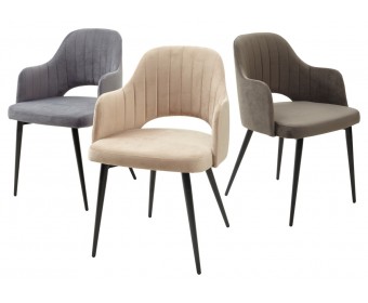 Стул FANTINE-LA СЕРЫЙ #27, велюр / черный каркас 