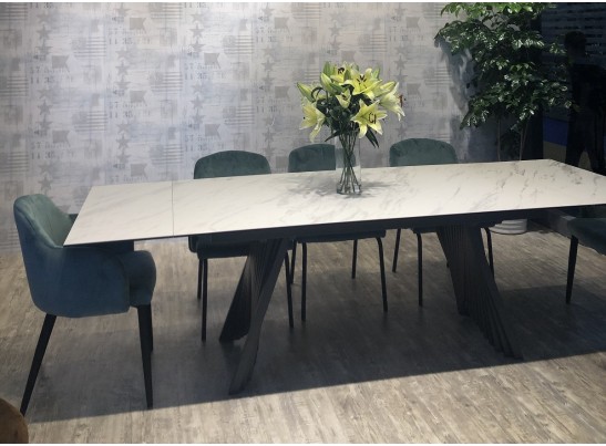 Стол IVAR 180 MARBLES KL-99 Белый мрамор, итальянская керамика/серый, ®DISAUR в Каменске-Уральском