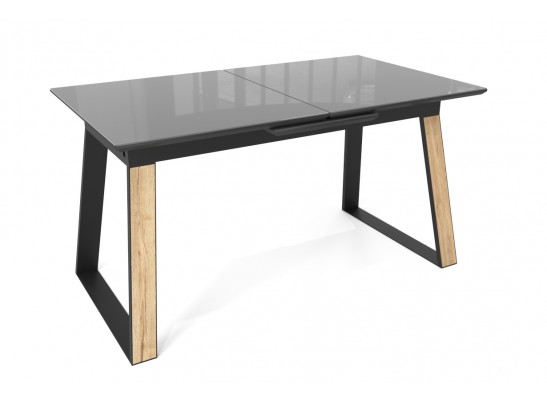 Стол Франк 160 Графит, стекло / Дуб Галифакс, черный в Каменске-Уральском