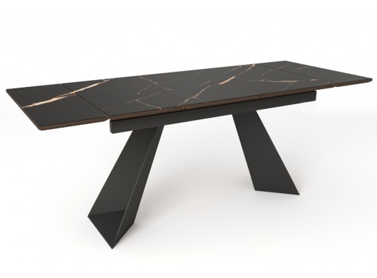 OLD Стол Купер 160 Обсидиан сатинат, стекло / черный каркас БЕЗ НДС в Каменске-Уральском