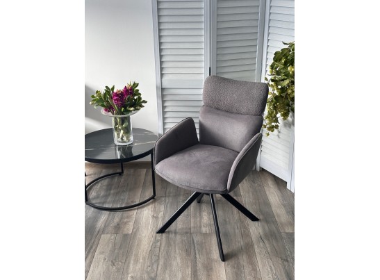 Стул TRIS 360 град. поворот с возвратом, Davis Nowo 92 серый, букле /Point 90 серый/ Черный, ®DISAUR в Каменске-Уральском