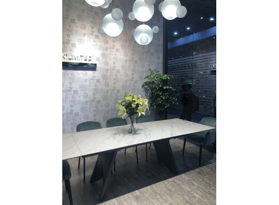 Стол IVAR 180 MARBLES KL-99 Белый мрамор, итальянская керамика/серый, ®DISAUR в Каменске-Уральском