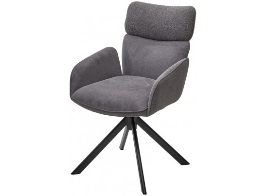 Стул TRIS 360 град. поворот с возвратом, Davis Nowo 92 серый, букле /Point 90 серый/ Черный, ®DISAUR в Каменске-Уральском