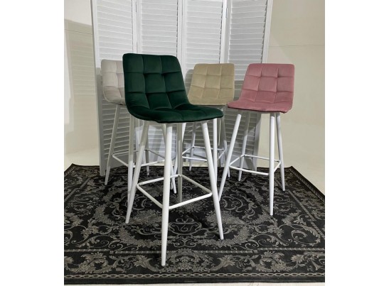 Барный стул LECCO UF910-14 DARK GREEN, велюр/белый каркас, 4 шт./2 кор. в Каменске-Уральском