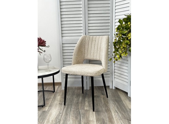 Стул LONDON UF998-04 бежевый, букле / черный каркас / Товарный знак DISAUR в Каменске-Уральском