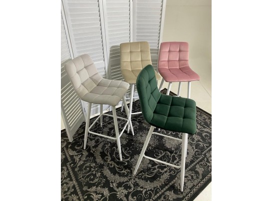 Барный стул LECCO UF910-14 DARK GREEN, велюр/белый каркас, 4 шт./2 кор. в Каменске-Уральском