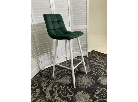 Барный стул LECCO UF910-14 DARK GREEN, велюр/белый каркас, 4 шт./2 кор. в Каменске-Уральском