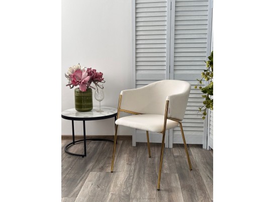 Стул DILL MOMO-01 молочный, велюр "беспальчиковый"/ золотой каркас в Каменске-Уральском