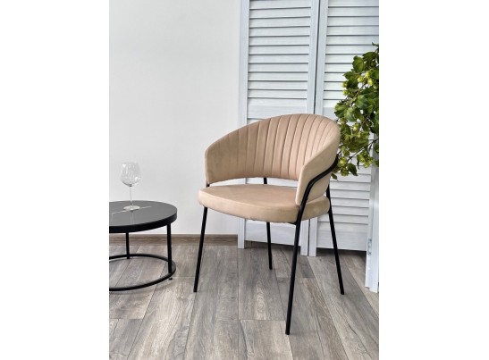 Стул JUST, цвет Velutto 05 Бежевый, велюр / черный каркас в Каменске-Уральском