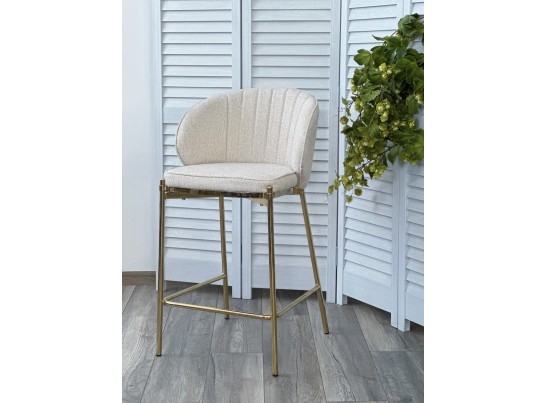 Полубарный стул WENDY TRF-11 светло-бежевый, ткань / золотой каркас (H=65) в Каменске-Уральском