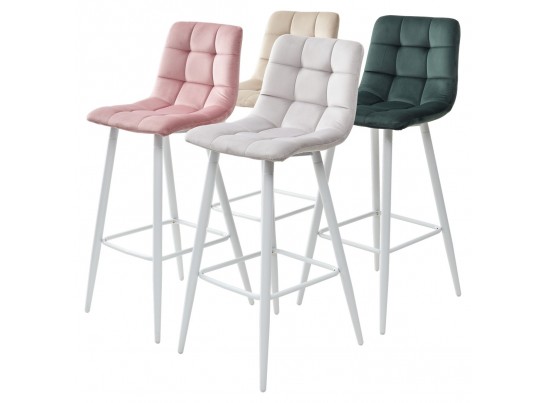 Барный стул LECCO UF910-14 DARK GREEN, велюр/белый каркас, 4 шт./2 кор. в Каменске-Уральском