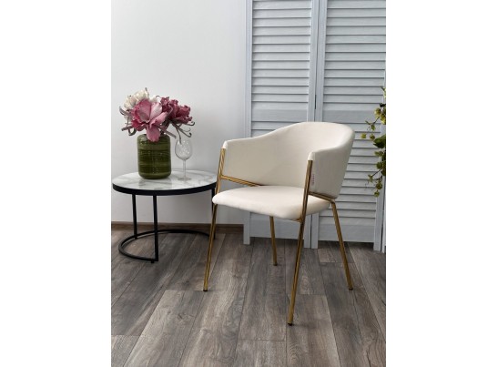 Стул DILL MOMO-01 молочный, велюр "беспальчиковый"/ золотой каркас в Каменске-Уральском