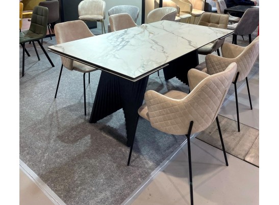 Стул AMARETTO VBP206 античный светло-бежевый, велюр без пальчикового эффекта /черный каркас, в Каменске-Уральском