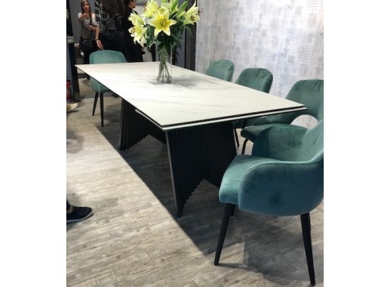 Стол IVAR 180 MARBLES KL-99 Белый мрамор, итальянская керамика/серый, ®DISAUR в Каменске-Уральском