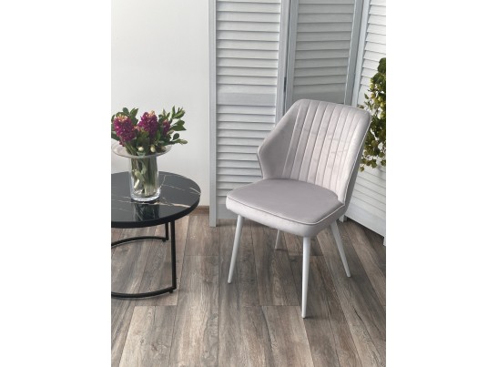 Стул SEATTLE-V СВЕТЛО-СЕРЫЙ BM-4, велюр / белый каркас в Каменске-Уральском