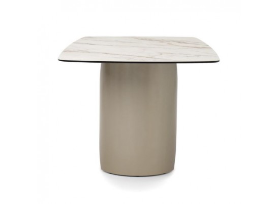 Стол BRONTE 220 KL-188 Контрастный мрамор матовый, итальянская керамика/ Шампань, ®DISAUR в Каменске-Уральском