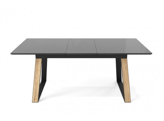 Стол Франк 160 Графит, стекло / Дуб Галифакс, черный в Каменске-Уральском