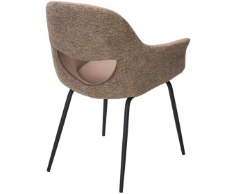 Стул ADEL HR003-06W Темно-бежевый, PU/ LORD-35 Темно-бежевый, ткань / черный каркас, ®DISAUR