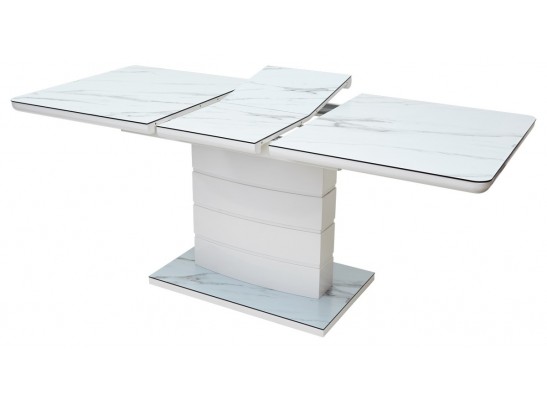 Стол ALTA 140 GREY-WHITE MARBLE/ WHITE глазурованное стекло в Каменске-Уральском