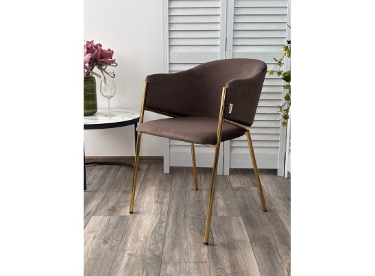 Стул DILL MOMO-05 тауп, велюр "беспальчиковый"/ золотой каркас в Каменске-Уральском