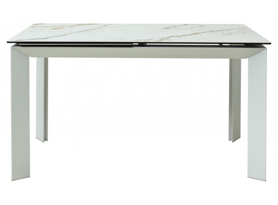 Стол CREMONA 180 KL-188 Контрастный мрамор матовый, итальянская керамика/ белый каркас, ®DISAUR в Каменске-Уральском