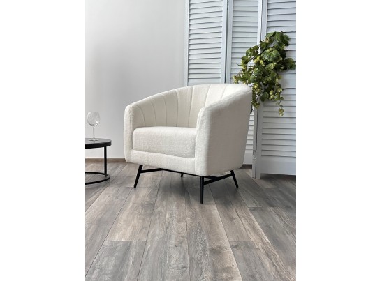 Кресло KALMAR NINI-01 Белый, teddy / черный каркас в Каменске-Уральском