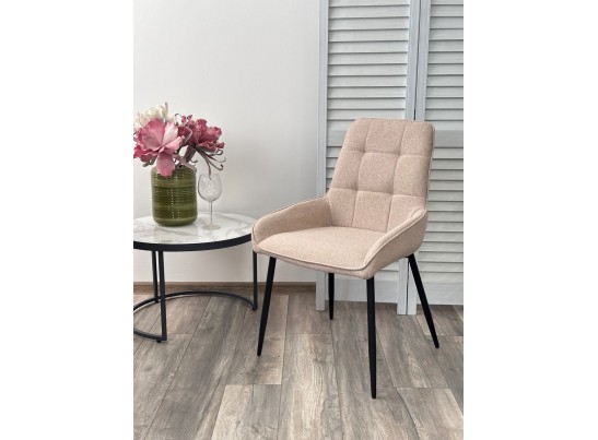 Стул CARACAS Barrel-09 Бежевый, ткань / черный каркас / Товарный знак DISAUR в Каменске-Уральском