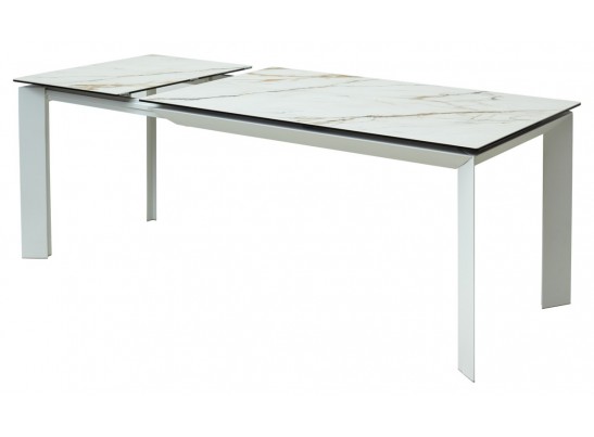 Стол CREMONA 180 KL-188 Контрастный мрамор матовый, итальянская керамика/ белый каркас, ®DISAUR в Каменске-Уральском