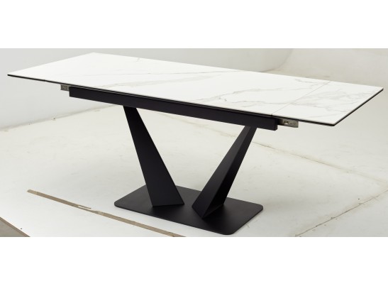 Стол Ниагара 140 БЕЛЫЙ МРАМОР НОВЫЙ, керамика / ЧЕРНЫЙ в Каменске-Уральском