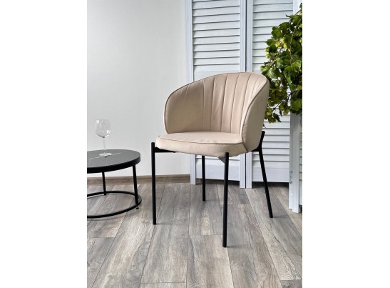 Стул ДЕНИ, цвет Velutto 05 Бежевый, велюр / черный каркас в Каменске-Уральском