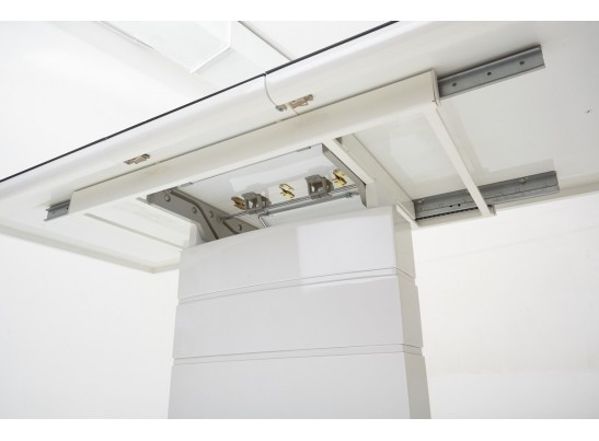 Стол ALTA 140 GREY-WHITE MARBLE/ WHITE глазурованное стекло в Каменске-Уральском