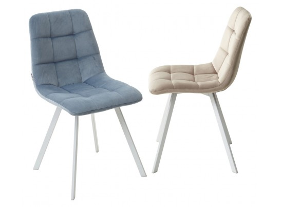 Стул CHILLI SQUARE G108-56 пудровый синий, велюр/ белый каркас в Каменске-Уральском