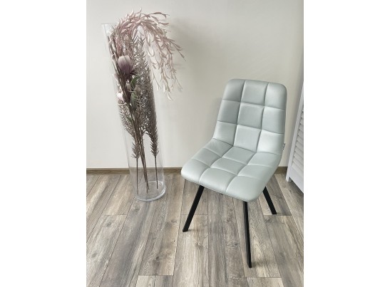 Стул CHILLI SQUARE HK017-35 серо-голубой, PU/ черный каркас в Каменске-Уральском