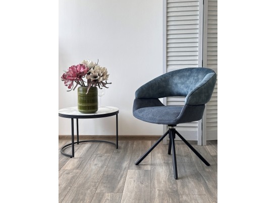 Стул EMBER 360 град. поворот. 7525-56 Синий, велюр/ ENJOY-315 Синий, ткань/ Черный, ®DISAUR в Каменске-Уральском