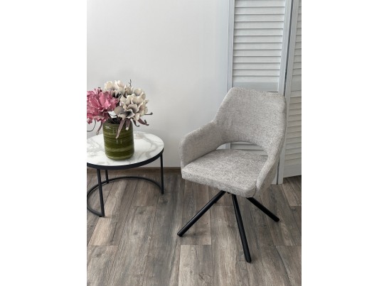 Стул NURI 180 град. поворот. 3018-03 светло-серый, шенилл/ черный каркас, ®DISAUR в Каменске-Уральском