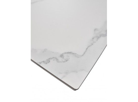 Стол ALEZIO 160 BIANCO TL-45 Белый мрамор матовый, испанская керамика/ черный каркас, ®DISAUR в Каменске-Уральском